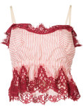 striped lace crop top