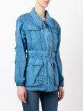 denim belted coat