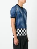 checkerboard hem denim top