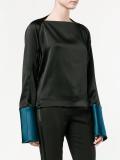 contrast cuff blouse
