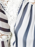 lace trim striped flared dress