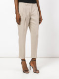 front pleat cropped trousers