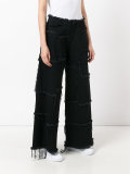 raw edge patchwork jeans