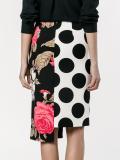 polka dot floral panelled skirt