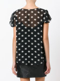 star print sheer blouse