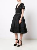 floral embroidered leather waistband dress
