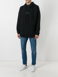 shredded trim printed hoodie 
