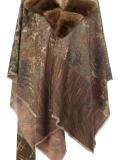 jacquard collar detail poncho