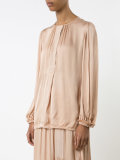 collarless blouse 