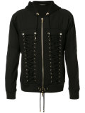 lace-up zipped hoodie