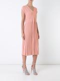 pleated rib v-neck dress