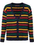 striped V-neck cardigan