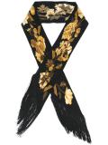 floral print fringed scarf