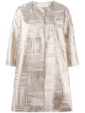 metallic cropped sleeve coat