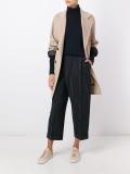 pinstriped tapered trousers