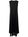 pleated front long dress