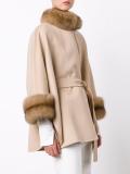 fur detailing belted cardigan