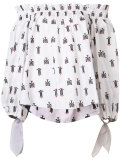 off-shoulder printed blouse
