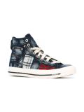 tartan patch hi-top sneakers