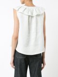 ruffled V-neck buttoned tank