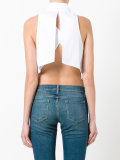 ruffled trim sleeveless shirt 