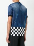 checkerboard hem denim top