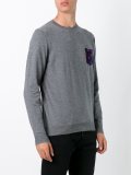 crew neck printed pocket jumper
