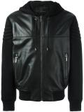 mixed material bomber jacket