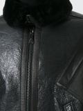 panelled leather bomber jacket