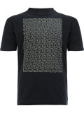 weave print funnel-neck T-shirt