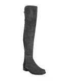 elasticated knee-length boots