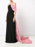 strapless brocade overlay gown 