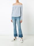 dots print off-shoulders blouse