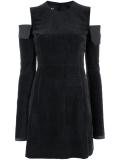 frayed edge cold shoulder dress