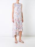 pleated trim printed dress