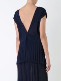pleated rib v-neck top