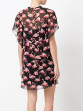 flamingo print sheer dress
