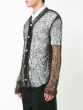 open knit buttoned cardigan
