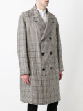 checked double-breasted coat