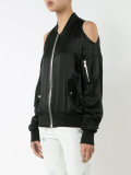 open shoulder bomber jacket