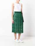 pleated lace midi dress