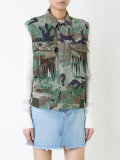 fringed pockets military waistcoat 