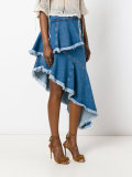 frayed asymmetric skirt