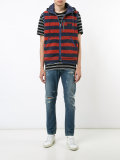 sleeveless striped hoodie
