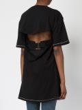 bird print open back T-shirt