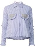 striped ruffled detailing shirt