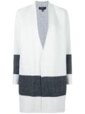striped detailing open coat