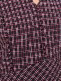 plaid V-neck blouse