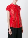 perforated collarless shirt