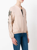 sequin embroidery sleeve bomber jacket